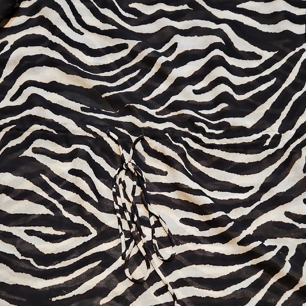 Chaps Chic Zebra Patterned Long Sleeve Blouse - image 3